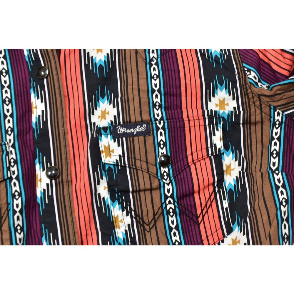 Wrangler Retro Women Small Western Snap Shirt Southwestern Aztec Stripe Cotton - Picture 6 of 8